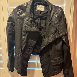 Elegant Black Leather Jacket for Women